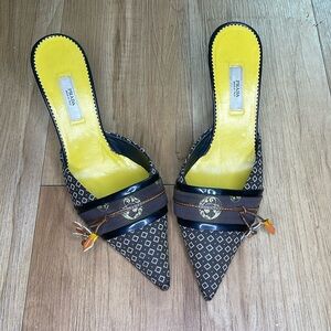 Prada Flower Kimono Pointed Kitten Heels